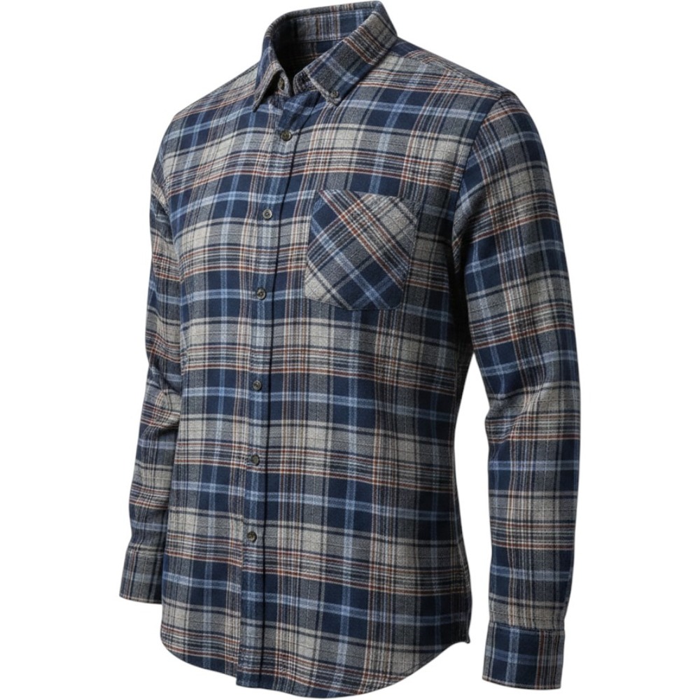 St Johns Bay 100% Cotton XL Flannel Shirt NWT Navy Blue Grey Plaid Long Sleeve